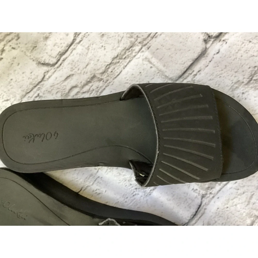 Olukai Halu'a Poi Black Platform Slide Sandals Women's size 9